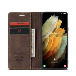 CaseMe Retro Bookcase Hoesje Samsung Galaxy S21 Ultra - Donkerbruin 4