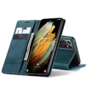 Caseme retro Booklet Cover Samsung S21 Ultra – Blauw