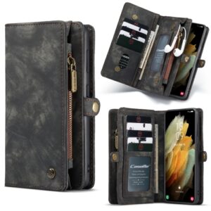 Caseme vintage Wallet Hoesje Samsung Galaxy S21 Plus – Zwart