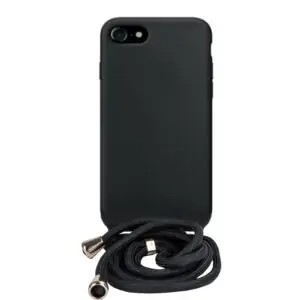 Fonu Siliconen Telefooncover met Koord iPhone 8 – 7 – SE (2022 / 2020) – Zwart
