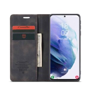 CaseMe Retro Bookcase Hoesje Samsung Galaxy S21 - Zwart 4