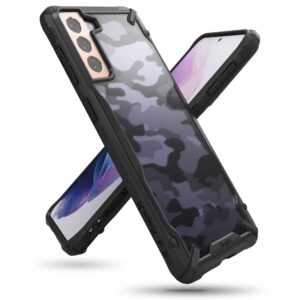 Ringke Fusion X Design Backcover Hoesje Samsung Galaxy S21 - Zwart Camo 1