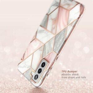 COSMO 360° Backcover Hoesje Met Screen Protector Samsung S21 Plus - Marble Wit 4