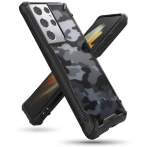 Ringke Fusion X Design Hoesje Samsung Galaxy S21 Ultra – Zwart Camo