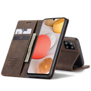 CaseMe Retro Bookcase Hoesje Samsung Galaxy A42 - Donkerbruin 1