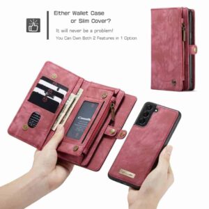 CaseMe Vintage Wallet Hoesje Samsung Galaxy S21 Plus - Rood 4