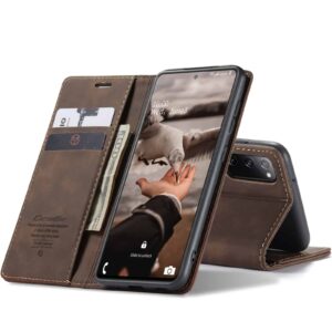 CaseMe Retro Bookcase Hoesje Samsung Galaxy S20 FE (Fan Edition) - Donkerbruin 1