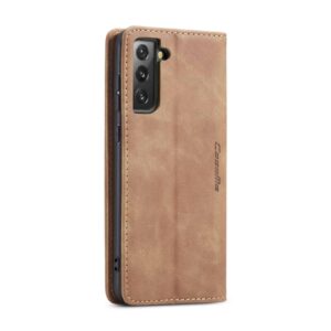 CaseMe Retro Bookcase Hoesje Samsung Galaxy S21 - Bruin 3