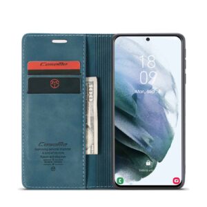 CaseMe Retro Bookcase Hoesje Samsung Galaxy S21 - Blauw 4