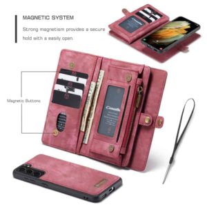 CaseMe Vintage Wallet Hoesje Samsung Galaxy S21 Plus - Rood 3