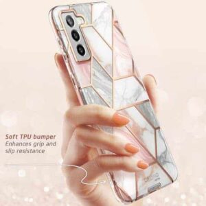 COSMO 360° Backcover Hoesje Met Screen Protector Samsung S21 Plus - Marble Wit 3