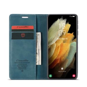 CaseMe Retro Bookcase Hoesje Samsung Galaxy S21 Ultra - Blauw 4