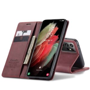 CaseMe Retro Bookcase Hoesje Samsung Galaxy S21 Ultra - Paars 1