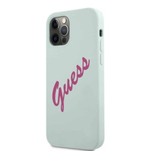 GUESS Silicone Vintage Backcover Hoesje iPhone 12 Pro Max - Mint Groen 2