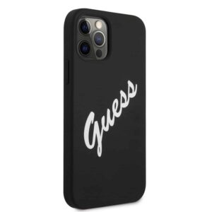 GUESS Silicone Vintage Backcover Hoesje iPhone 12 Pro Max - Zwart 4