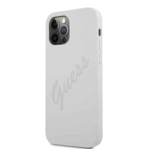 GUESS Silicone Vintage Backcover Hoesje iPhone 12 Pro Max - Grijs 2