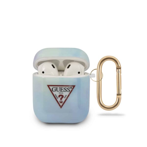 GUESS AirPods 1 & 2 Hoesje - Tie & Dye Collection - Blauw v1