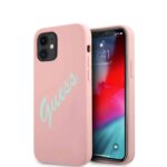 variatie GUESS Silicone Vintage Achterkantje iPhone 12 Mini – Roze