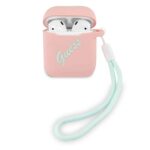 variatie GUESS Vintage Siliconen AirPod 1 & AirPod 2 Beschermend hoesje – Roze