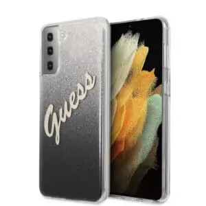 Guess Glitter vintage Hoesje Samsung Galaxy S21 Plus – Zwart