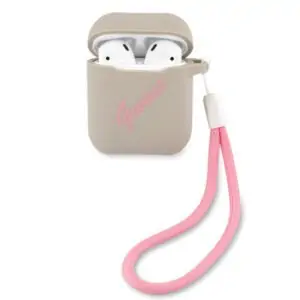 GUESS Vintage Siliconen Design AirPods 1 & AirPods 2 Hoes – Stone