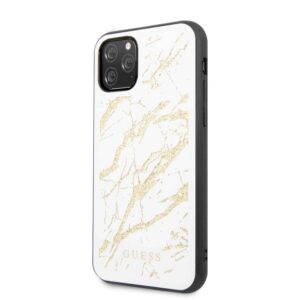 GUESS Marble Glass Backcover Hoesje iPhone 11 Pro Max - Wit v2