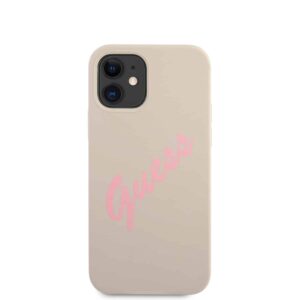 GUESS Silicone Vintage Backcover Hoesje iPhone 12 Mini - Stone 3