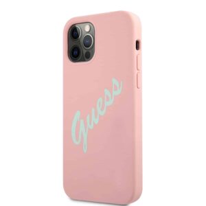 GUESS Silicone Vintage Backcover Hoesje iPhone 12 Pro Max - Roze 2