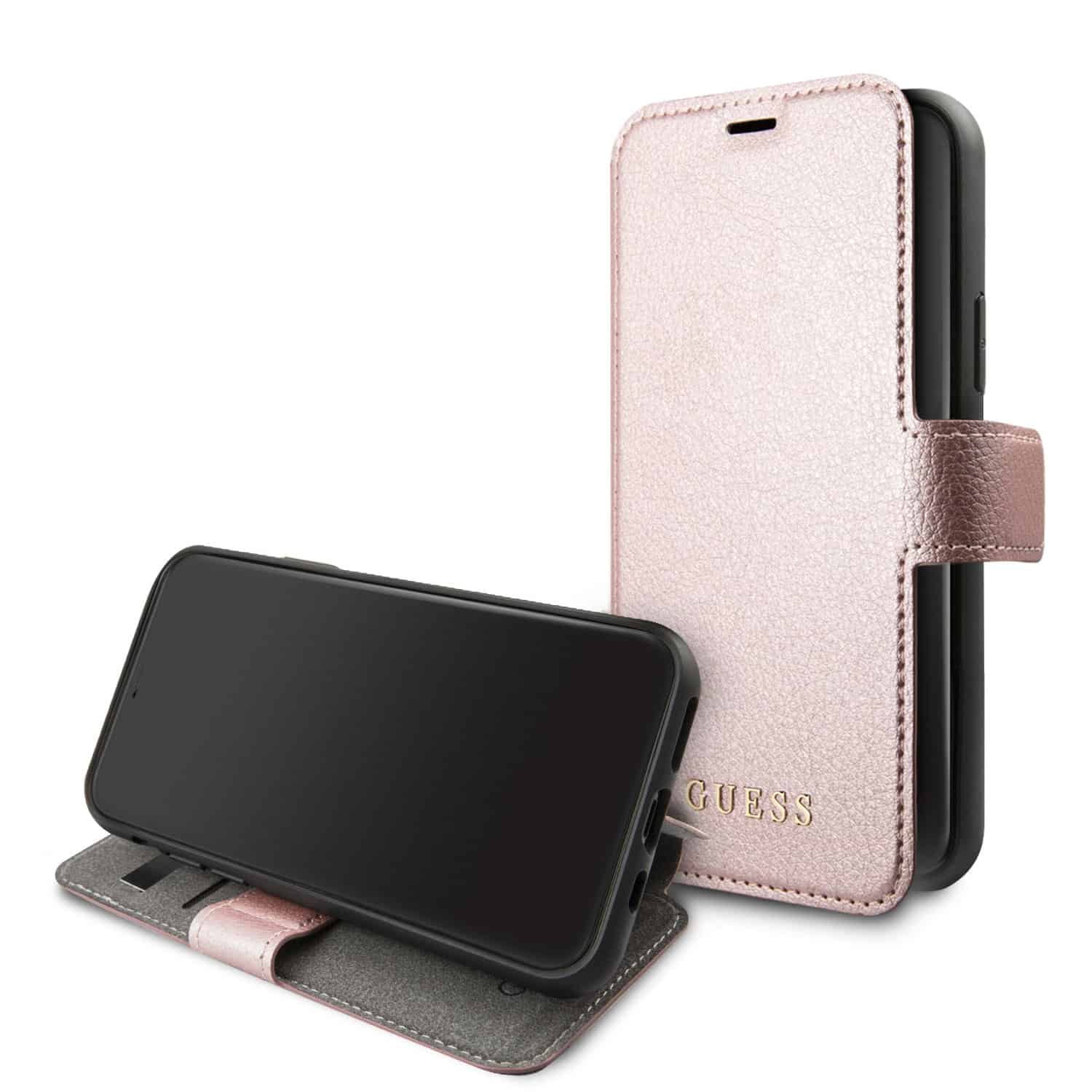 GUESS Iridescent Bookcase Hoesje iPhone 12 iPhone 12 Pro - Roségoud v1