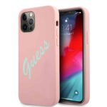 variatie GUESS Silicone Vintage Backcover Beschermhoesje iPhone 12 Pro Max – Roze