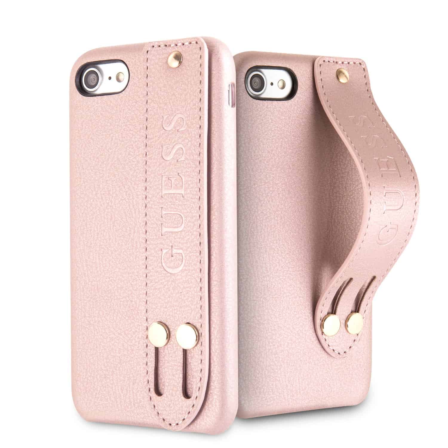 GUESS Strap Backcover Hoesje iPhone 8 7 SE (2020) - Roségoud v1