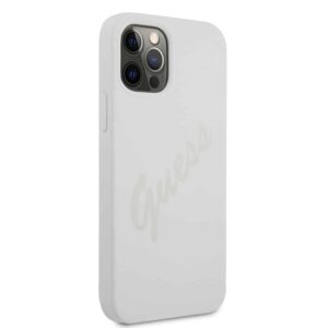 GUESS Silicone Vintage Backcover Hoesje iPhone 12 Pro Max - Grijs 4