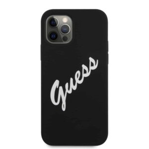 GUESS Silicone Vintage Backcover Hoesje iPhone 12 Pro Max - Zwart 3