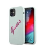 variatie GUESS Silicone Vintage Backcover Beschermhoesje iPhone 12 Mini – Mint Groen