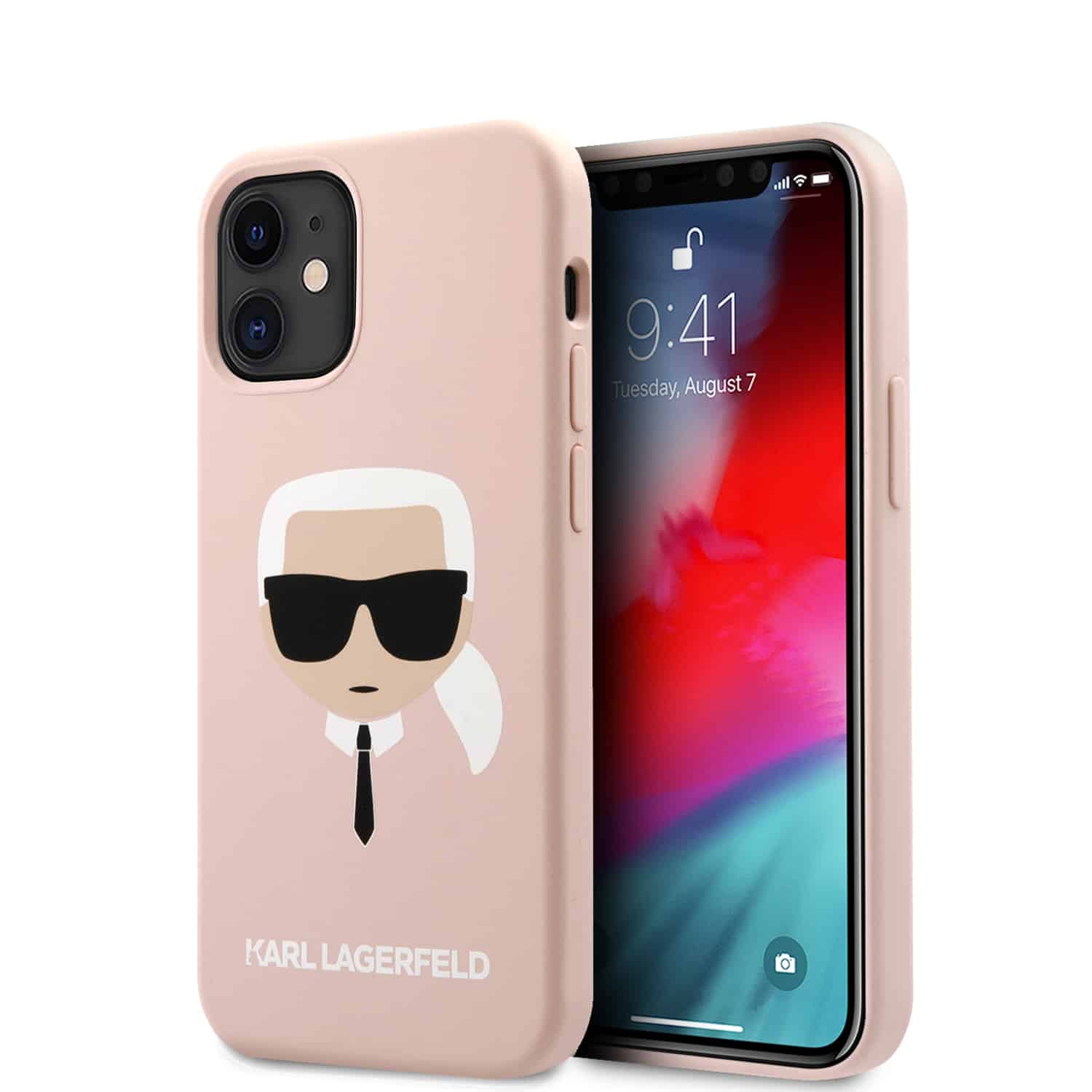 KARL LAGERGELD Karl Siliconen Backcover Hoesje iPhone 12 Mini - Roze