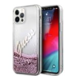 variatie Guess Liquid Glitter vintage Back Cover iPhone 12 Pro – 12 – Roze