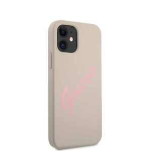 GUESS Silicone Vintage Backcover Hoesje iPhone 12 Mini - Stone 4