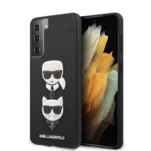 KARL LAGERFELD Saffiano Karl & Choupette Backcover Hoesje Samsung Galaxy S21 - Zwart 1
