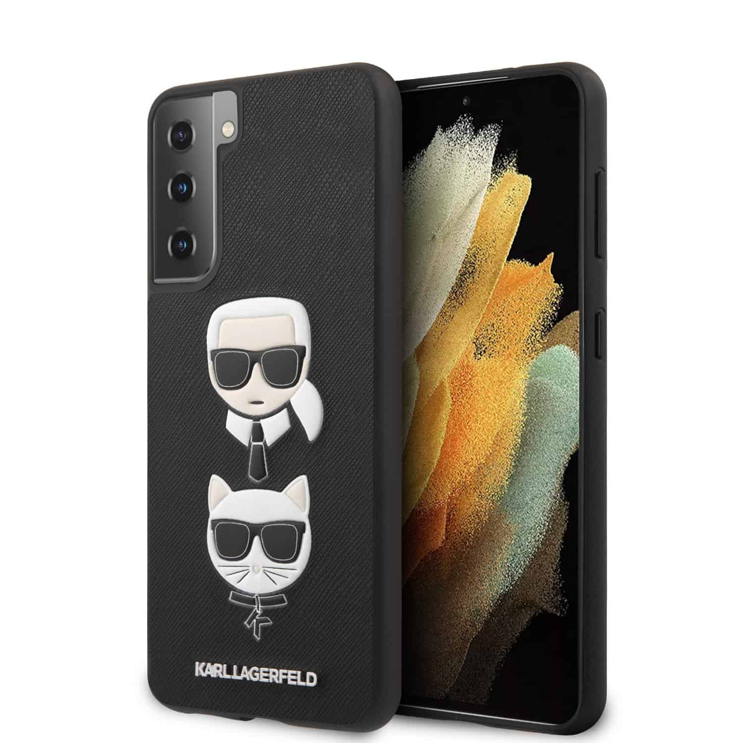 KARL LAGERFELD Saffiano Karl & Choupette Backcover Hoesje Samsung Galaxy S21 - Zwart 1