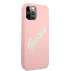 GUESS Silicone Vintage Backcover Hoesje iPhone 12 Pro Max - Roze 4