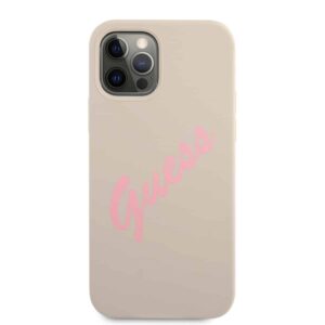 GUESS Silicone Vintage Backcover Hoesje iPhone 12 Pro Max - Stone 3