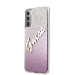 GUESS Glitter Vintage Backcover Hoesje Samsung Galaxy S21 - Roze 2
