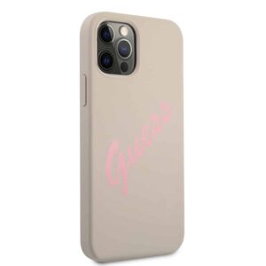 GUESS Silicone Vintage Backcover Hoesje iPhone 12 Pro Max - Stone 4