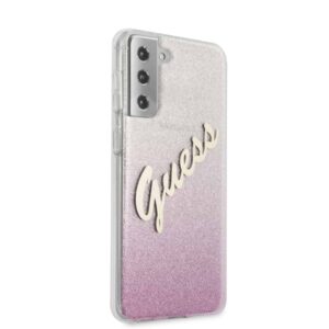 GUESS Glitter Vintage Backcover Hoesje Samsung Galaxy S21 - Roze 4