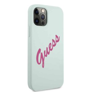 GUESS Silicone Vintage Backcover Hoesje iPhone 12 Pro Max - Mint Groen 4