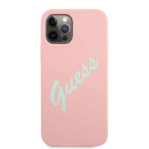 GUESS Silicone Vintage Backcover Hoesje iPhone 12 Pro Max - Roze 3