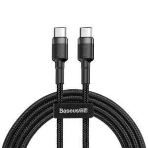 Baseus Geweven Nylon USB-C naar USB-C Fast Charge Kabel 2M - Grijs - 3A Max 1