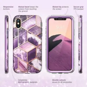 COSMO 360° Backcover Hoesje Met Screen Protector iPhone XS - Marble Ameth 7