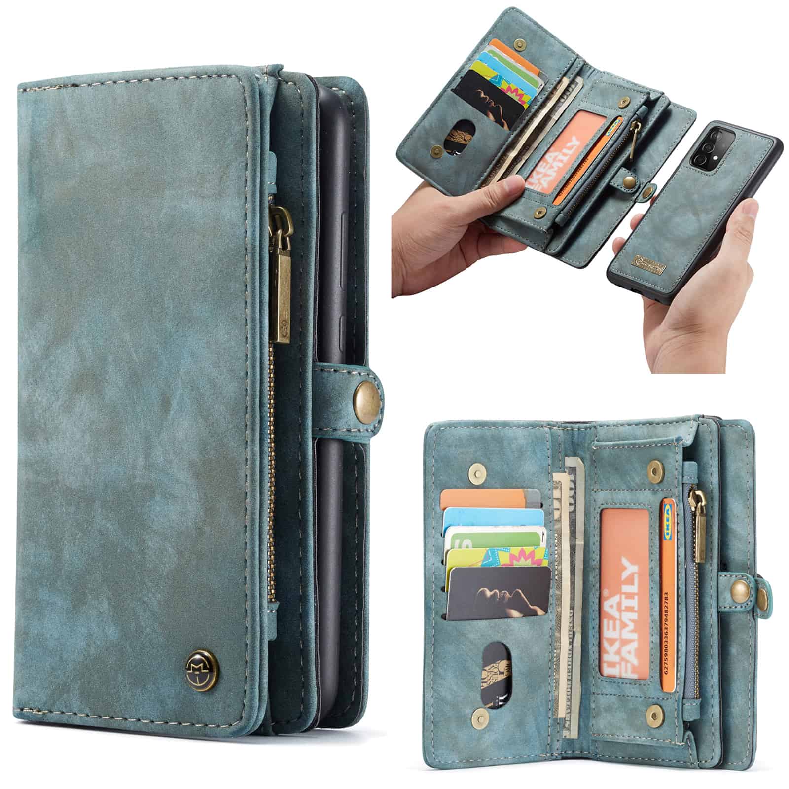 Caseme vintage Wallet Hoesje Samsung Galaxy A72 - Blauw