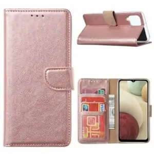 Fonu Bookcase Hoes Samsung Galaxy A12 – Rosegoud
